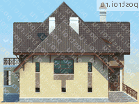 F-224-1P проект двухэтажного дома из газобетона с гаражом размером 11 на 16 - вид справа