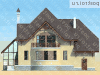 F-224-1P проект двухэтажного дома из газобетона с гаражом размером 11 на 16 - вид сзади