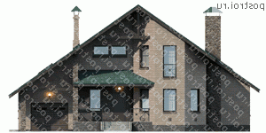 F-261-1P проект двухэтажного дома из пеноблоков с гаражом размером 15 на 16  - вид спереди