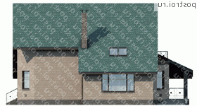 F-261-1P проект двухэтажного дома из пеноблоков с гаражом размером 15 на 16  - вид слева