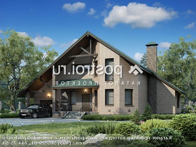 F-261-1P проект двухэтажного дома из пеноблоков с гаражом размером 15 на 16 