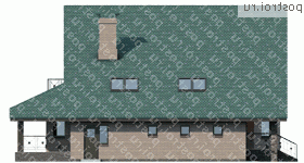 F-261-1P проект двухэтажного дома из пеноблоков с гаражом размером 15 на 16  - вид справа