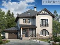 F-304-1P проект двухэтажного дома из пеноблоков с мансардой и гаражом размером 11 на 16 