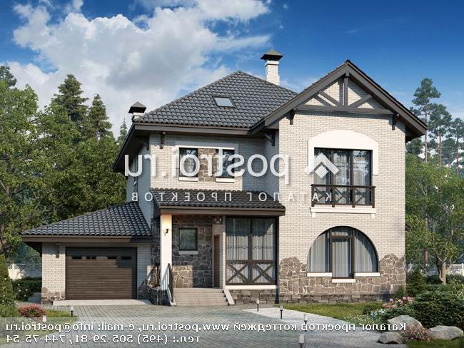 F-304-1P проект двухэтажного дома из пеноблоков с мансардой и гаражом размером 11 на 16 