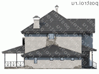 F-304-1P проект двухэтажного дома из пеноблоков с мансардой и гаражом размером 11 на 16  - вид справа