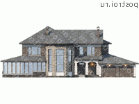 F-506-1P проект двухэтажного дома из газобетона с гаражом размером 20 на 27  - вид спереди