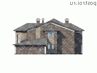 F-506-1P проект двухэтажного дома из газобетона с гаражом размером 20 на 27  - вид слева