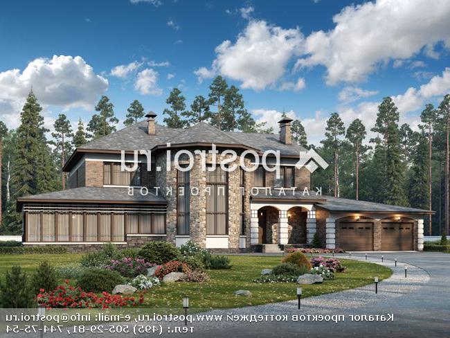 F-506-1P проект двухэтажного дома из газобетона с гаражом размером 20 на 27 