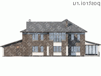 F-506-1P проект двухэтажного дома из газобетона с гаражом размером 20 на 27  - вид сзади