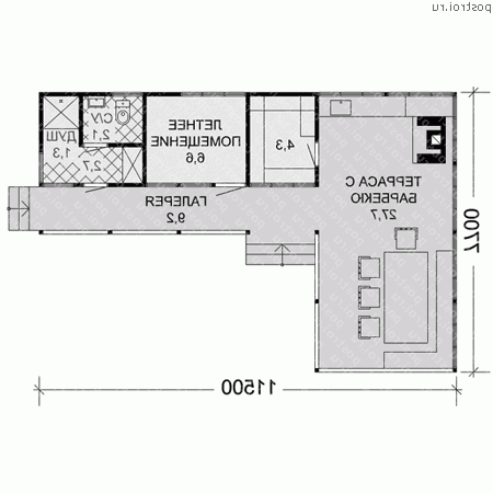 G-053-1S проект одноэтажной каркасной беседки размером 8 на 12  - 1-й этаж