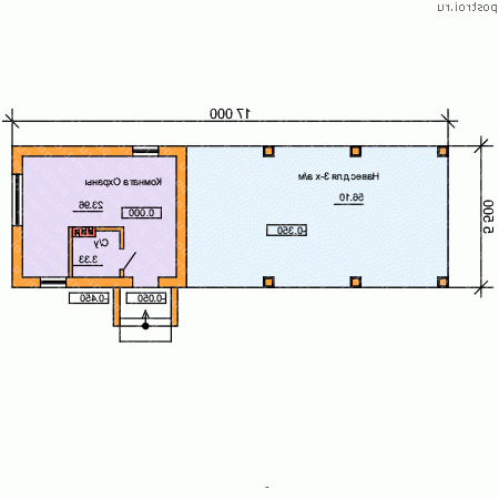 G-083-1P проект одноэтажного гаража из пеноблока размером 6 на 17  - 1-й этаж