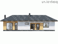 G-096-1P проект одноэтажного коттеджа из пеноблока размером 7 на 20  - вид спереди