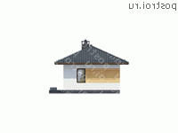 G-096-1P проект одноэтажного коттеджа из пеноблока размером 7 на 20  - вид слева