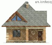 G-100-1P проект одноэтажного коттеджа из пенобетона с мансардой размером 10 на 8 - вид спереди