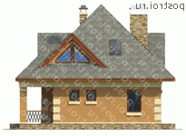 G-100-1P проект одноэтажного коттеджа из пенобетона с мансардой размером 10 на 8 - вид слева