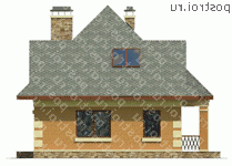 G-100-1P проект одноэтажного коттеджа из пенобетона с мансардой размером 10 на 8 - вид справа