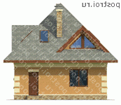 G-100-1P проект одноэтажного коттеджа из пенобетона с мансардой размером 10 на 8 - вид сзади