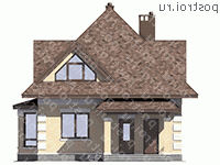 G-100-2P проект одноэтажного коттеджа из пенобетона с мансардой размером 10 на 10 - вид спереди