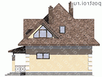 G-100-2P проект одноэтажного коттеджа из пенобетона с мансардой размером 10 на 10 - вид слева