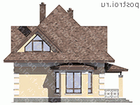 G-100-2P проект одноэтажного коттеджа из пенобетона с мансардой размером 10 на 10 - вид справа