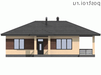 G-102-1P проект одноэтажного коттеджа из пенобетона размером 15 на 12 - вид спереди