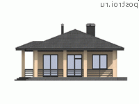 G-102-1P проект одноэтажного коттеджа из пенобетона размером 15 на 12 - вид слева