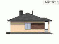 G-102-1P проект одноэтажного коттеджа из пенобетона размером 15 на 12 - вид справа