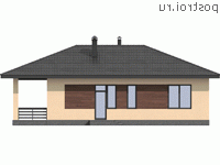 G-102-1P проект одноэтажного коттеджа из пенобетона размером 15 на 12 - вид сзади