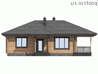 G-103-1D проект одноэтажного деревянного коттеджа из бруса размером 11 на 12 - вид спереди