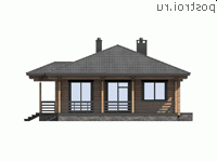 G-103-1D проект одноэтажного деревянного коттеджа из бруса размером 11 на 12 - вид слева
