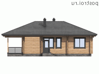 G-103-1D проект одноэтажного деревянного коттеджа из бруса размером 11 на 12 - вид сзади