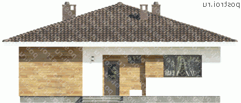 G-111-1P проект одноэтажного коттеджа из пенобетона размером 12 на 12  - вид спереди