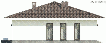 G-111-1P проект одноэтажного коттеджа из пенобетона размером 12 на 12  - вид слева