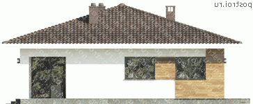 G-111-1P проект одноэтажного коттеджа из пенобетона размером 12 на 12  - вид справа