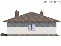 G-111-2P проект одноэтажного коттеджа из пенобетона размером 12 на 12  - вид слева