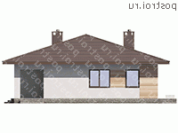 G-111-2P проект одноэтажного коттеджа из пенобетона размером 12 на 12  - вид справа