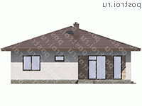 G-111-2P проект одноэтажного коттеджа из пенобетона размером 12 на 12  - вид сзади