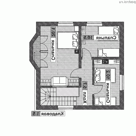 G-112-1S проект одноэтажного каркасного коттеджа с мансардой размером 8 на 11  - мансарда