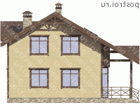 G-112-1S проект одноэтажного каркасного коттеджа с мансардой размером 8 на 11  - вид сзади