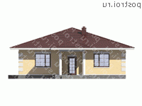 G-121-1P проект одноэтажного коттеджа из газобетона размером 12 на 12 - вид спереди