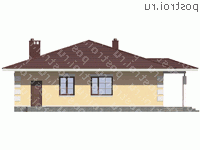 G-121-1P проект одноэтажного коттеджа из газобетона размером 12 на 12 - вид справа
