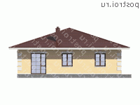 G-121-1P проект одноэтажного коттеджа из газобетона размером 12 на 12 - вид сзади