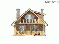 G-127-1D проект одноэтажного деревянного коттеджа из бруса с мансардой размером 7 на 13  - вид слева