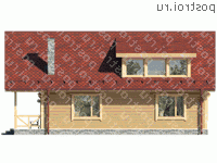 G-127-1D проект одноэтажного деревянного коттеджа из бруса с мансардой размером 7 на 13  - вид сзади