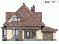 G-130-2P проект одноэтажного дома из газобетона с мансардой и гаражом размером 9 на 10  - вид спереди