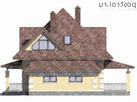 G-130-2P проект одноэтажного дома из газобетона с мансардой и гаражом размером 9 на 10  - вид слева