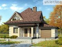 G-130-2P проект одноэтажного дома из газобетона с мансардой и гаражом размером 9 на 10 