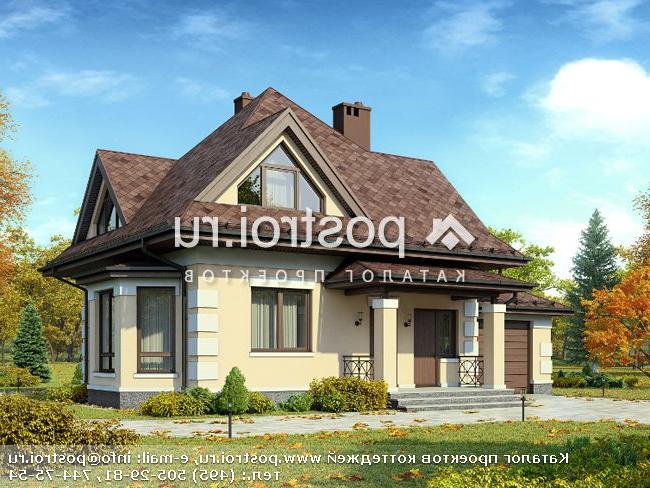 G-130-2P проект одноэтажного дома из газобетона с мансардой и гаражом размером 9 на 10 