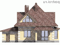 G-130-2P проект одноэтажного дома из газобетона с мансардой и гаражом размером 9 на 10  - вид сзади