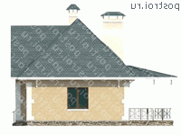G-132-1P проект одноэтажного коттеджа из газобетона с мансардой размером 9 на 11 - вид слева